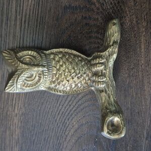 Brass Owl On Log, Vintage